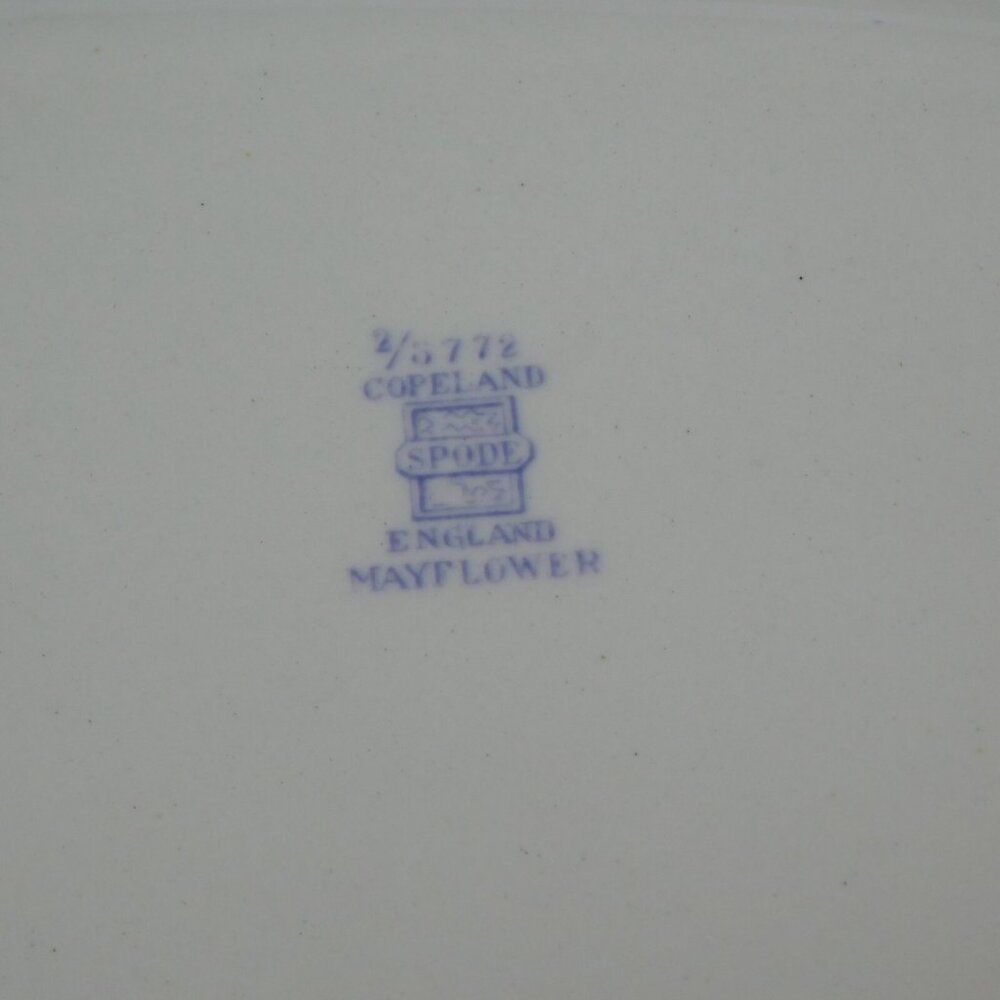 Spode Mayflower Fine China Old Backstamp 15" Oval Serving Platter England VTG - Picture 11 of 11